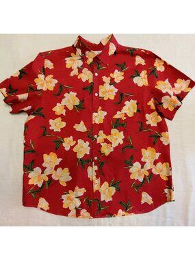 Old Navy Built-In Flex Floral Print Short Sleeve Button Up Shirt Men's Size XL